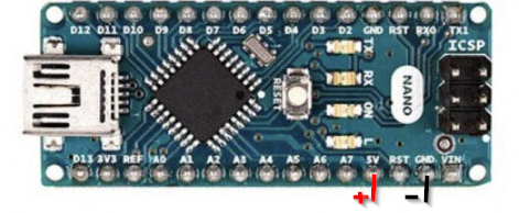Scheda Arduino Nano alimentata con batteria 5V